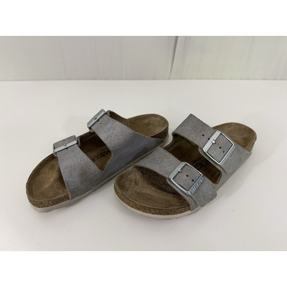 Birkenstock Arizona Sparkle Silver Slide Sandals Women’s Sz 37 US 6-6.5 Granola